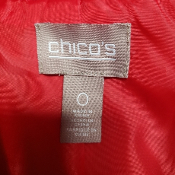 Chico's red quilted vest front zip collar pockets Size small - Picture 6 of 7